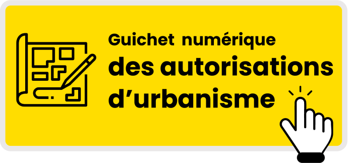 bouton jaune texte en noir "guichet numérique des autorisation d'urbanisme" 