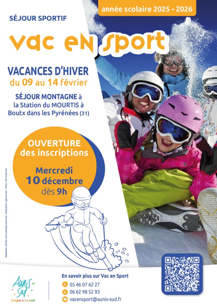 Affiche des activités Vac-en Sport, hiver 2025