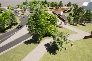 illustration du giratoire et de la passerelle du pôle d'échanges multimodal